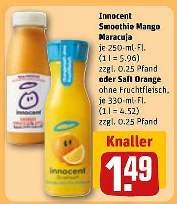 Innocent Smoothie Mango Maracuja oder Saft Orange
