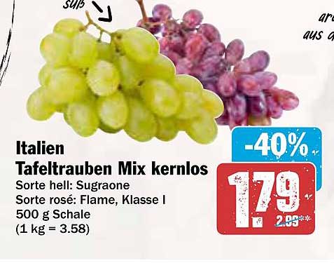 Italien Tafeltrauben Mix kernlos