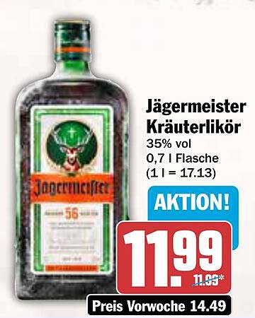 Jägermeister Kräuterlikör 0,7 L - Nur 11,99€!