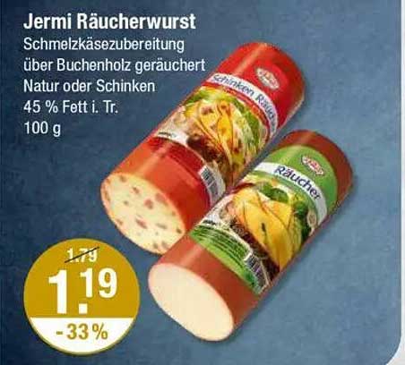 Jermi Räucherwurst - Schmelzkäsezubereitung über Buchenholz geräuchert