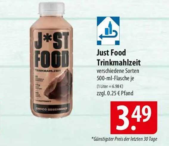Just Food Trinkmahlzeit - verschiedene Sorten 500-ml-Flasche