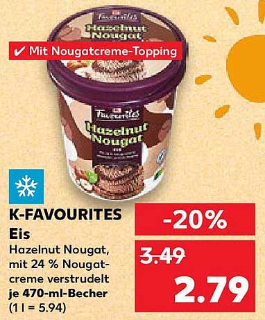 K-Favourites Eis Hazelnut Nougat mit 24 % Nougatcreme