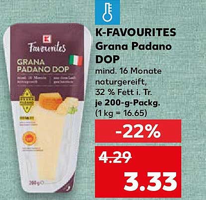 K-Favourites Grana Padano DOP 200 g Packung
