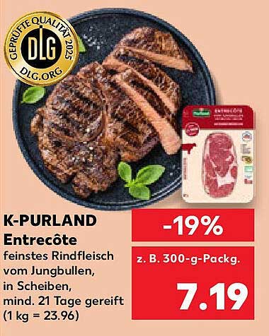 K-PURLAND Entrecôte - feinstes Rindfleisch vom Jungbullen