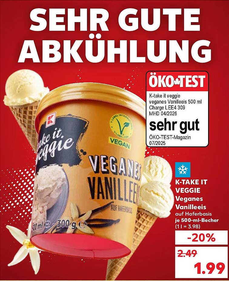 K-Take It Veggie Veganes Vanilleeis 500 ml