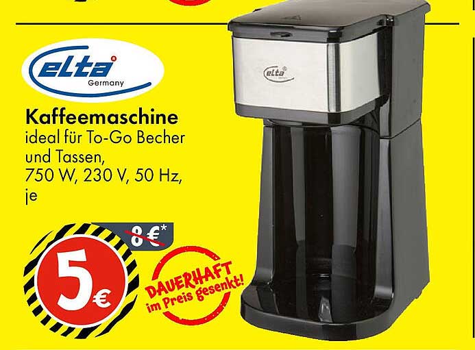 Kaffeemaschine ideal für To-Go Becher und Tassen