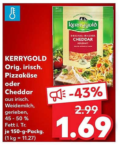 KERRYGOLD Orig. irisch. Pizzakäse oder Cheddar