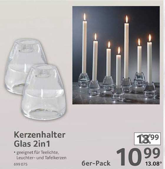Kerzenhalter Glas 2in1 6er-Pack