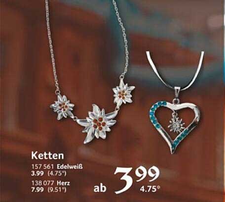 Ketten Edelweiß und Herz - ab 3,99 €