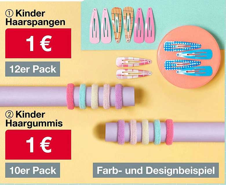 Kinder Haarsprengen und Haargummis im 12er und 10er Pack für je 1 €