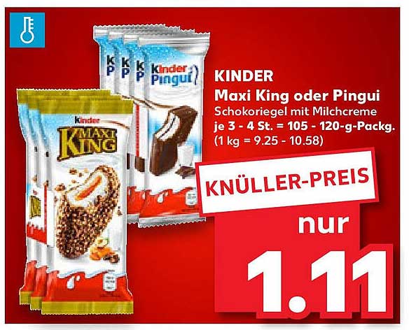 KINDER Maxi King oder Pingui – Schokoriegel mit Milchcreme
