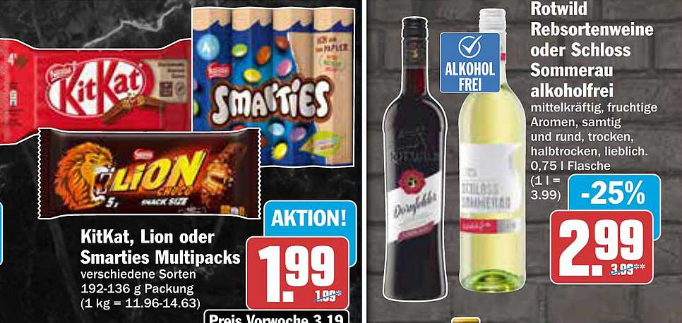 KitKat, Lion oder Smarties Multipacks verschiedene Sorten 192-136 g Packung