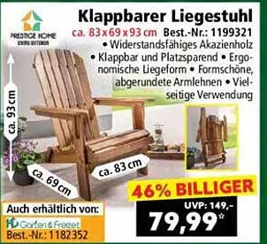 Klappbarer Liegestuhl aus Akazienholz - 46% günstiger!