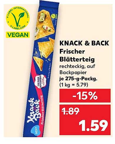 KNACK & BACK Frischer Blätterteig, 275-g-Packung