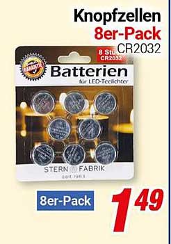 Knopfzellen 8er-Pack CR2032