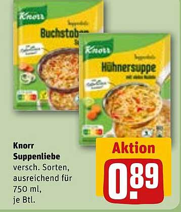 Knorr Suppenliebe - verschiedene Sorten, ausreichend für 750 ml, je Btl.