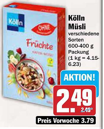 Kölln Müsli verschiedene Sorten 600-400 g Packung