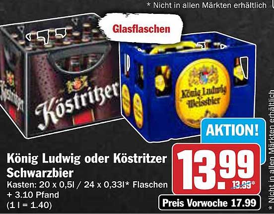 König Ludwig oder Köstritzer Schwarzbier – Aktionspreis