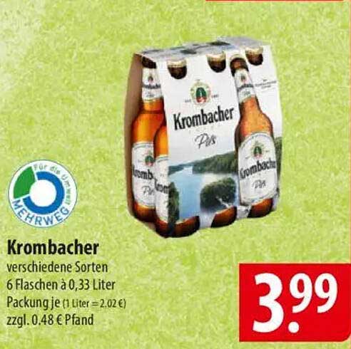 Krombacher Bier 6er Pack (0,33 Liter Flaschen)