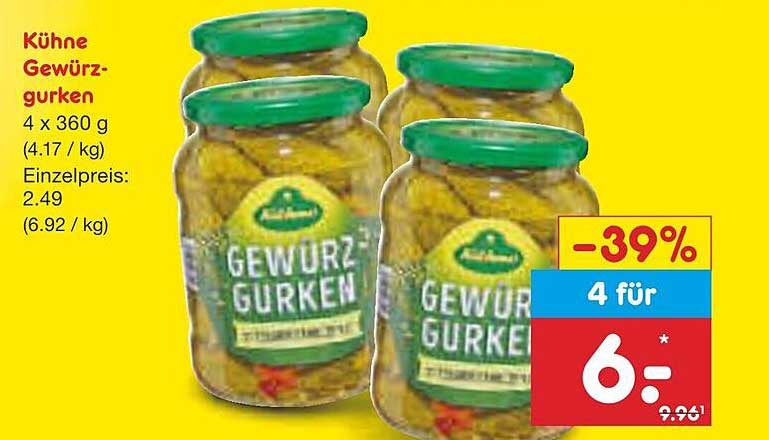 Kühne Gewürzgurken 4 x 360 g