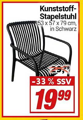 Kunststoff-Stapelstuhl 53 x 57 x 79 cm, in Schwarz