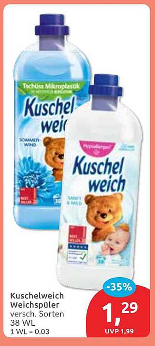 Kuschelweich Weichspüler verschieden Sorten 38 WL