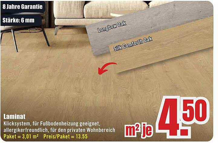 Laminat mit 8 Jahren Garantie - Longbow Oak und Silk Comfort Oak