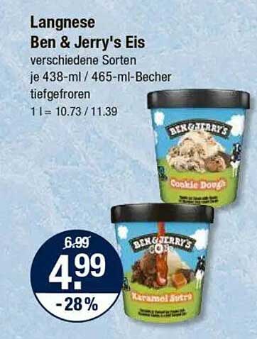 Langnese Ben & Jerry's Eis verschiedene Sorten je 438-ml / 465-ml-Becher