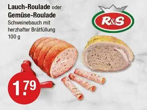 Lauch-Roulade oder Gemüse-Roulade – Schweinebauch mit herzhafter Brätfüllung, 100 g
