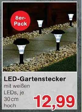 LED-Gartenstecker 8er-Pack mit weißen LEDs, je 30 cm hoch