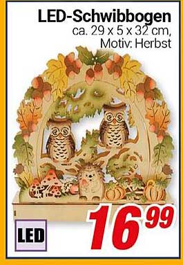 LED-Schwibbogen ca. 29 x 5 x 32 cm, Motiv: Herbst