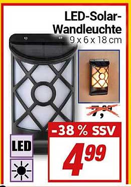 LED-Solar-Wandleuchte 9 x 6 x 18 cm
