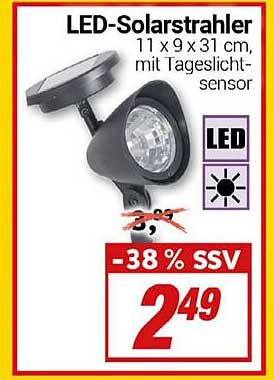 LED-Solarstrahler 11 x 9 x 31 cm, mit Tageslichtsensor