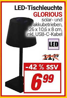 LED-Tischleuchte GLORIOUS - solar- und akkubetrieben