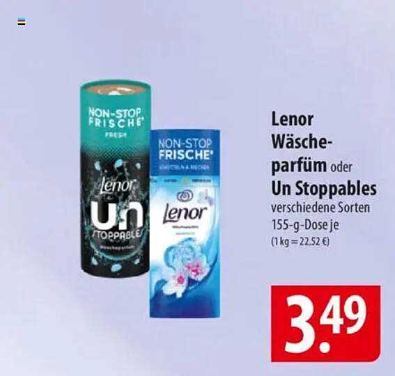 Lenor Wäscheparfüm oder Un Stoppables verschiedene Sorten 155-g-Dose
