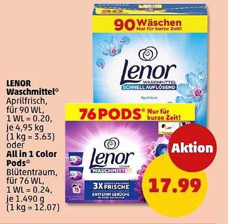 LENOR Waschmittel Aprilfrisch und All in 1 Color Pods – Nur für kurze Zeit!