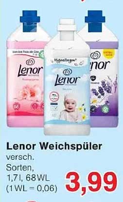 Lenor Weichspüler, verschiedene Sorten, 1,7l, 68WL