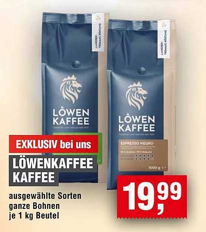 Löwenkaffee – Ausgewählte Sorten ganze Bohnen, je 1 kg Beutel