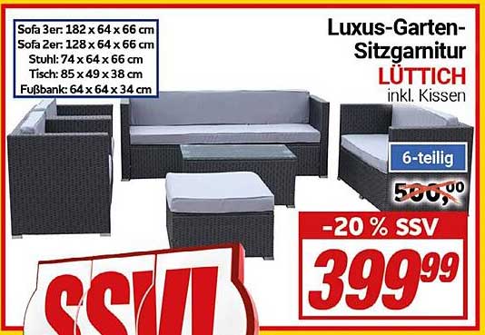 Luxus-Garten-Sitzgarnitur LÜTTICH inkl. Kissen