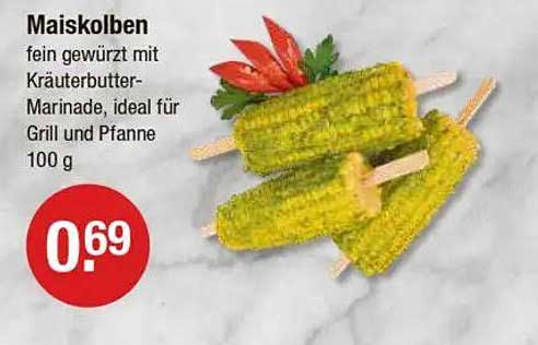 Maiskolben fein gewürzt mit Kräuterbutter-Marinade, ideal für Grill und Pfanne, 100 g