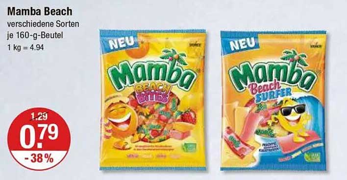 Mamba Beach verschiedene Sorten je 160-g-Beutel