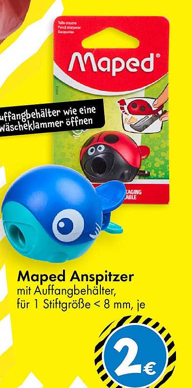 Maped Anspitzer mit Auffangbehälter, für 1 Stiftgröße < 8 mm, je