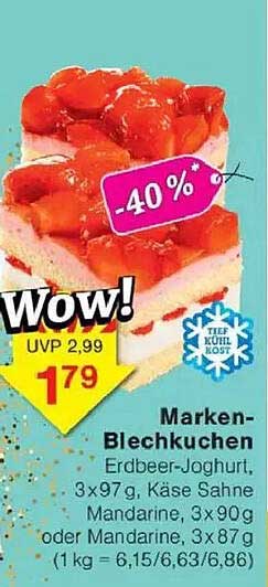 Marken-Blechkuchen Erdbeer-Joghurt, 3x97 g, Käse Sahne Mandarine, 3x90 g oder Mandarine, 3x87 g