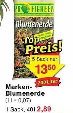 Marken-Blumenerde 200 Liter für nur 2,89 pro Sack