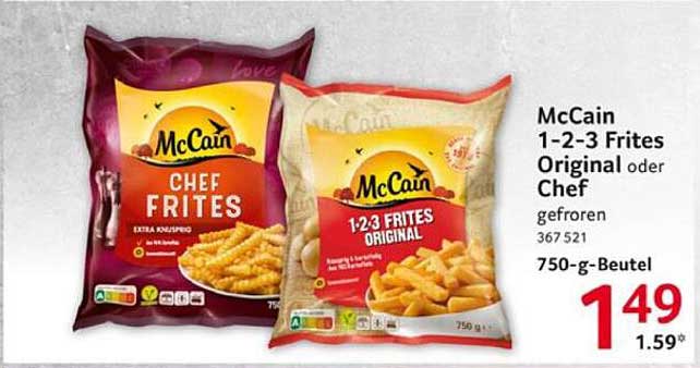 McCain 1-2-3 Frites Original oder Chef gefroren 750-g-Beutel