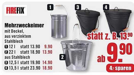 Mehrzweckeimer mit Deckel aus verzinktem Stahlblech