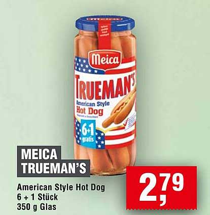 MEICA TRUEMAN'S American Style Hot Dog 6 + 1 Stück 350 g Glas