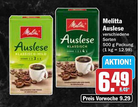 Melitta Auslese verschiedene Sorten 500 g Packung