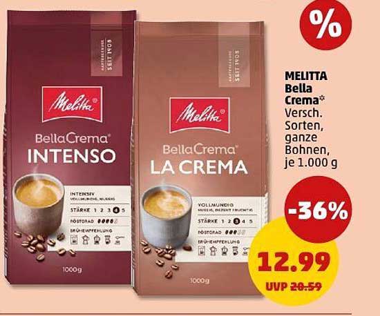 MELITTA BellaCrema – Verschiedene Sorten, ganze Bohnen, je 1.000 g