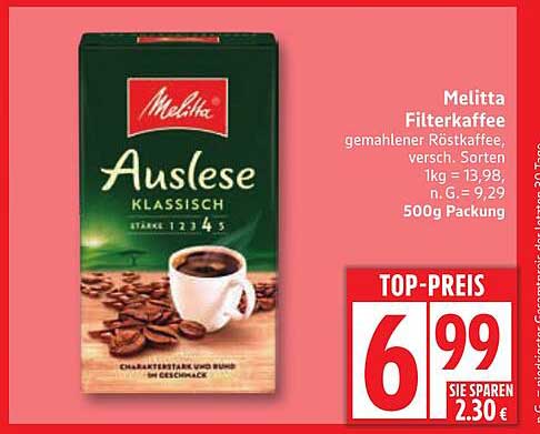 Melitta Filterkaffee Auslese Klassisch 500g